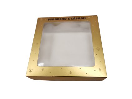 Vánoční krabička Zlato-bílá 20x20x5cm s laminací