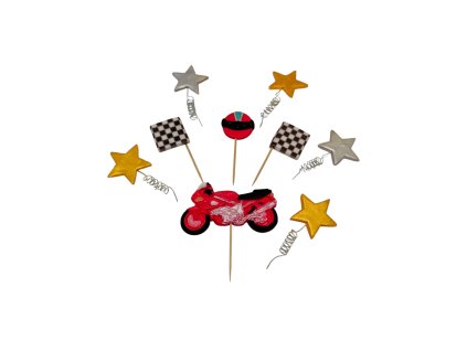 Cukrové zápichy Motorka modré/červené
