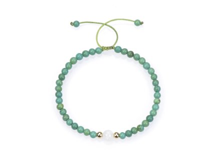 Modrý tyrkysový shamballa náramek s pozlacenými a měsíčními korálky
