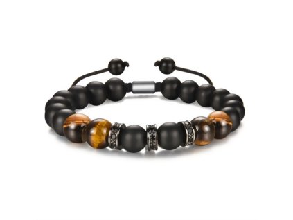Pánský trendy shamballa náramek z achátu a tygřího oka se zirkony