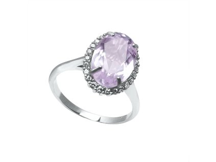 Stříbrný prsten s Rose de france Ametyst a Zirkonem