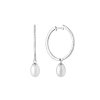 Moderní stříbrné kruhové náušnice s bílou perlou a zirkony