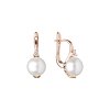 Luxusní dámské visací náušnice z růžově pozlaceného rhodiovaného stříbra s bílou sladkovodní perlou