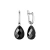 Atraktivní dámské stříbrné náušnice s černým onyxem v kapkovitém tvaru