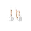 Luxusní stříbrné visací náušnice s pravou bílou sladkovodní perlou a růžovým pozlacením
