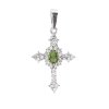 Luxusní stříbrný křížek s vltavínem a zirkony