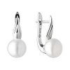 Stříbrné visací náušnice s pravou bílou sladkovodní perlou