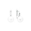 Dámské visací náušnice s bílou sladkovodní perlou a zirkonem