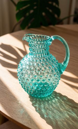 A statement piece. Handmade in Bohemia, designed to catch the light. #pitcher #glasspitcher #bohemianglass...