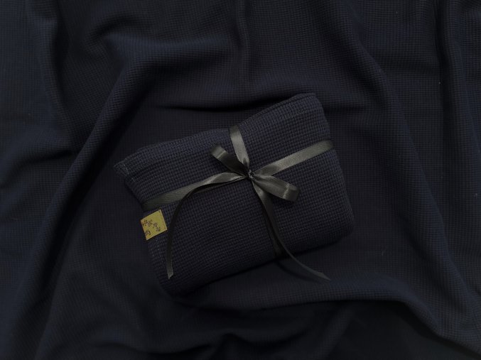 Bavlněná deka DARK BLUE s vaflovým vzorem