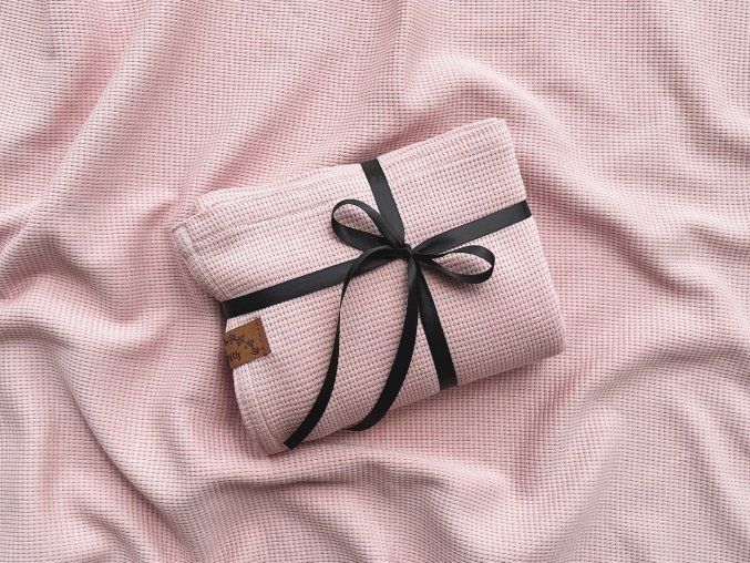 Bavlněná deka NUDE PINK s vaflovým vzorem