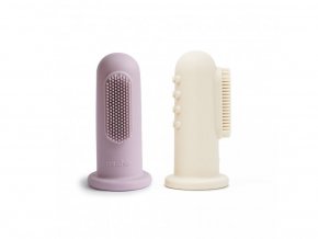 silikonovy zubni kartacek na prst mushie 2ks soft lilac ivory