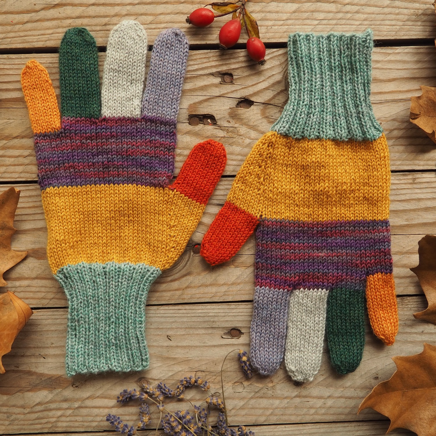 Prstové rukavice z ponožkové příze