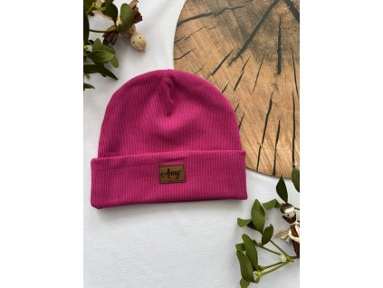 ŽEBROVANÁ ČEPICE - MALINOVÁ