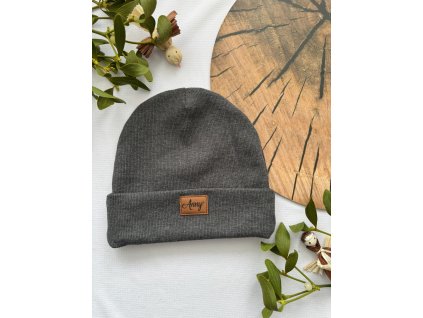 ŽEBROVANÁ ČEPICE - ŠEDÁ MELANGE