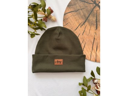 ŽEBROVANÁ ČEPICE - KHAKI