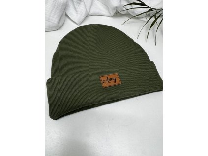 ŽEBROVANÁ ČEPICE - KHAKI