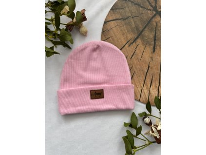 ŽEBROVANÁ ČEPICE -BABY PINK