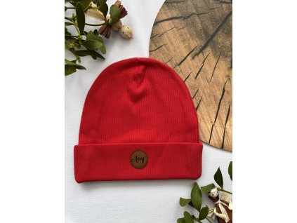 ŽEBROVANÁ ČEPICE -ČERVENÁ