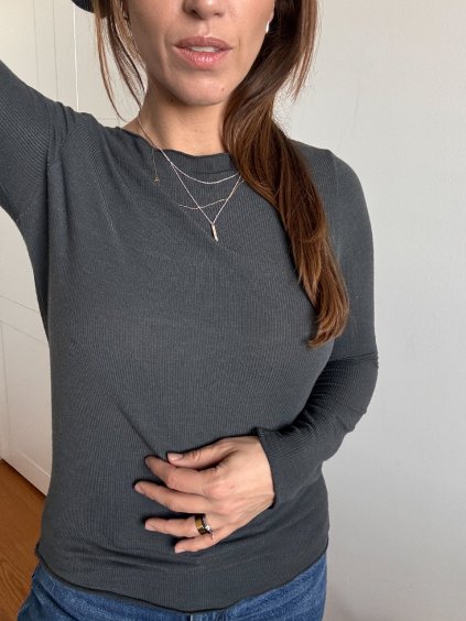 Kašmírový basic top s dlouhým rukávem