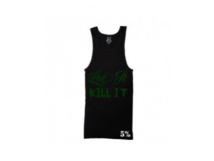 5 love it kill it black ribbed tank top with green lettering (1)