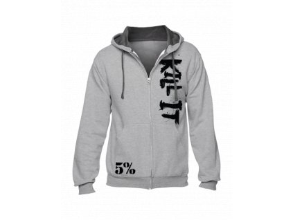 kill it gray zip up hoodie with black lettering