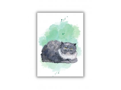 Pohľadnica - Perzská mačka (watercolor)