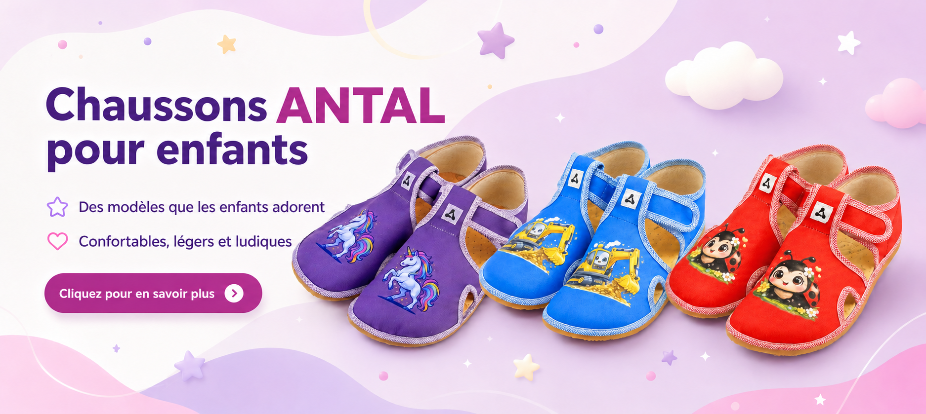 ANTAL Rascal – chaussons pour enfants confortables, légers et ludiques