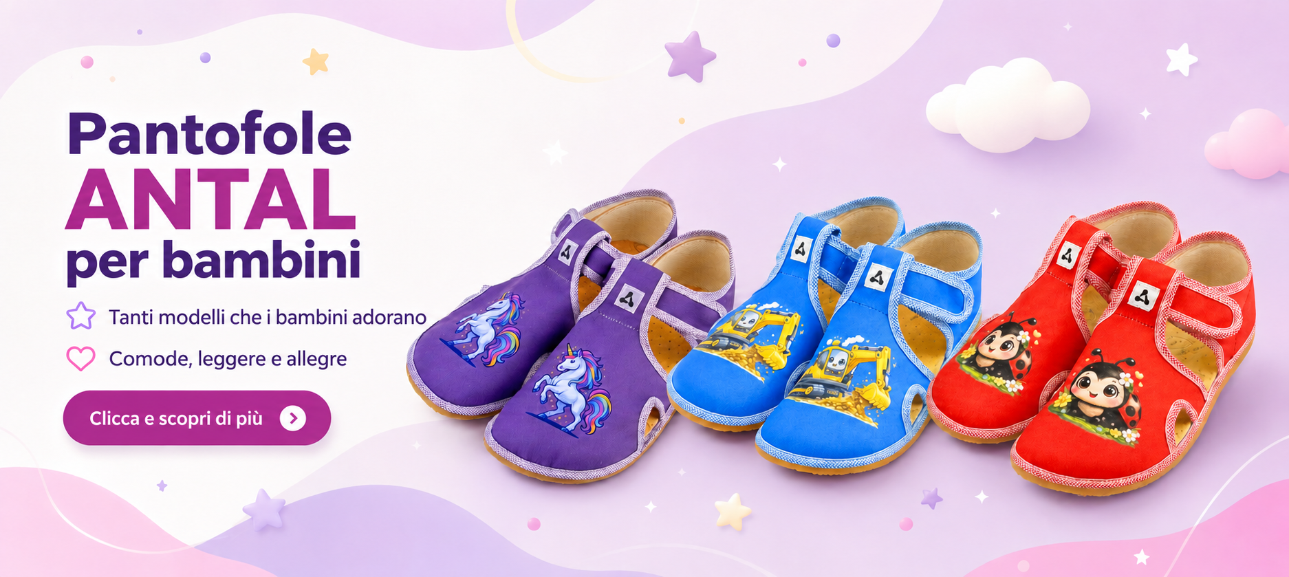 ANTAL Rascal – pantofole per bambini comode, leggere e allegre