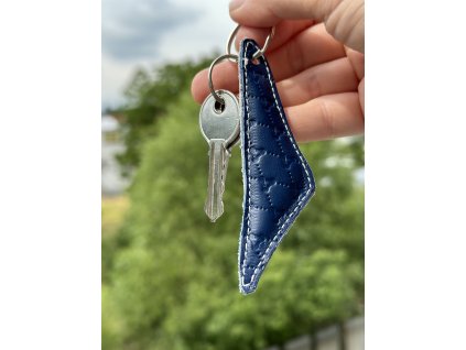 Leather keychain Navy blue