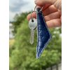 Leather keychain Navy blue