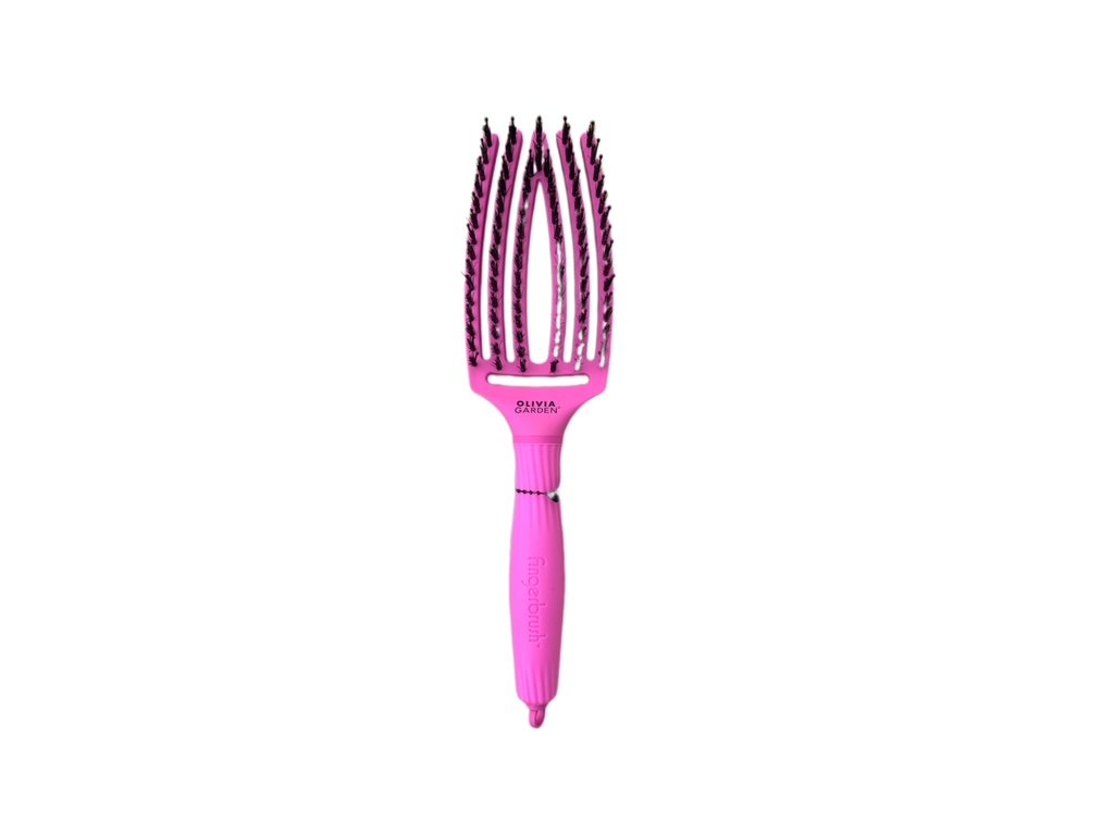 Olivia Garden Fingerbrush ThinkPink Leuchtend rosa gebogene flache  Haarbürste - Anteros
