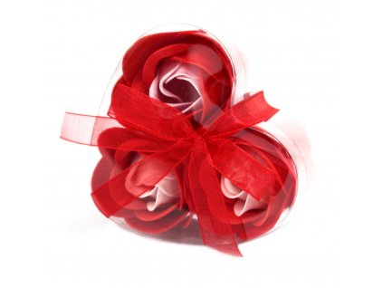 Mýdlové květy  Červené růže Srdce 3ks