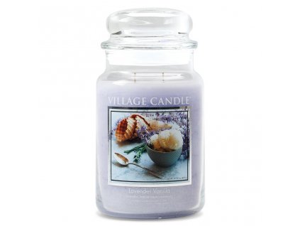 Village Candle Lavender Vanilla 602g vonná svíčka ve skle Levandule a Vanilka