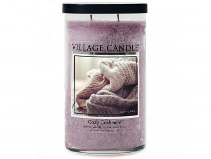 Village Candle Cozy Cashmere 538g vonná svíčka ve skle Kašmírové Pohlazení
