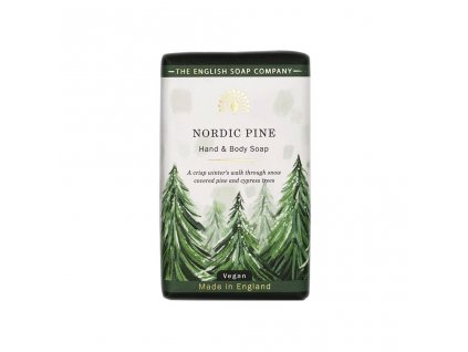 The English Soap Company Nordic Pine hand soap 190g tuhé mýdlo s vůní severské borovice, cypřiše a santalového dřeva