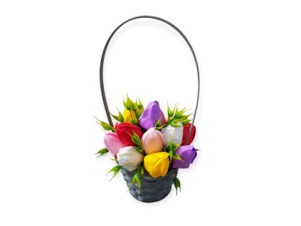 mydlova kytice tulipany v kosi