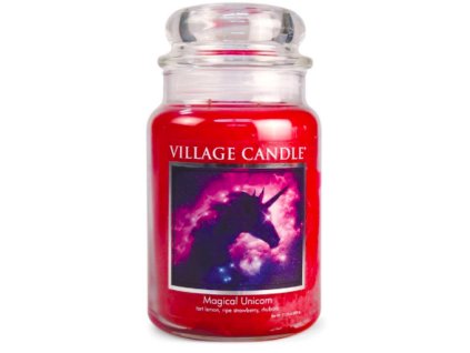 Village Candle Magical Unicorn 602g svíčka s vůní citrónu, jahod a sladkoé rebarbory s třešní