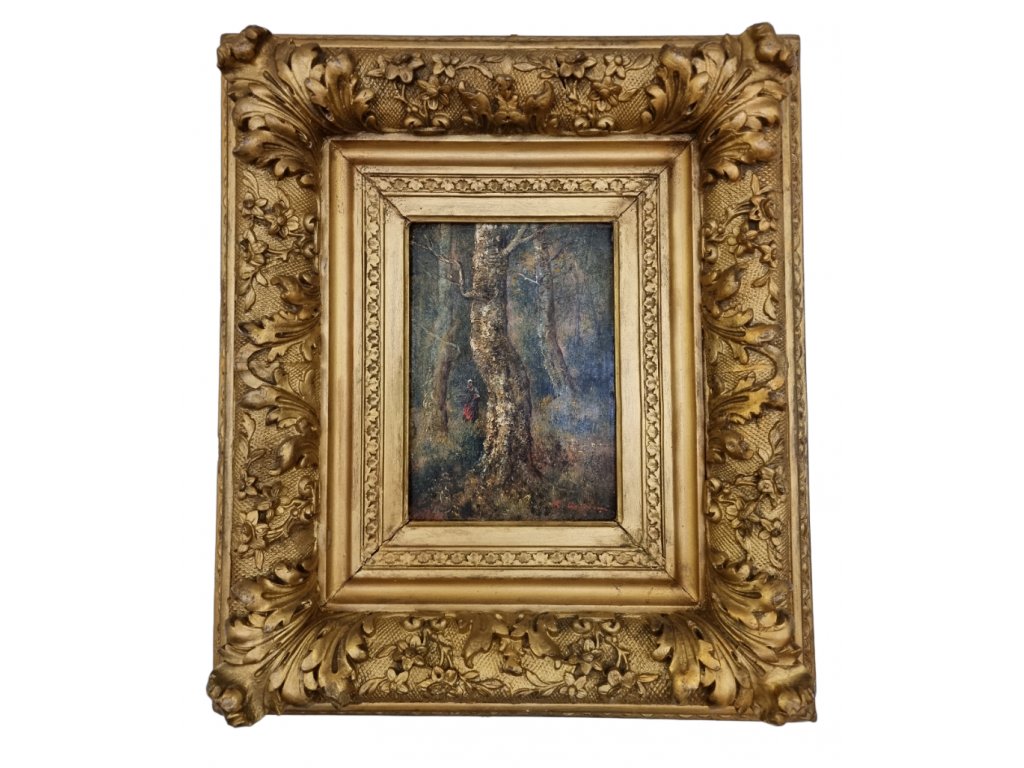Obraz Žena v lese Raphael Gourdon Antik Kureš starožitné obrazy I.