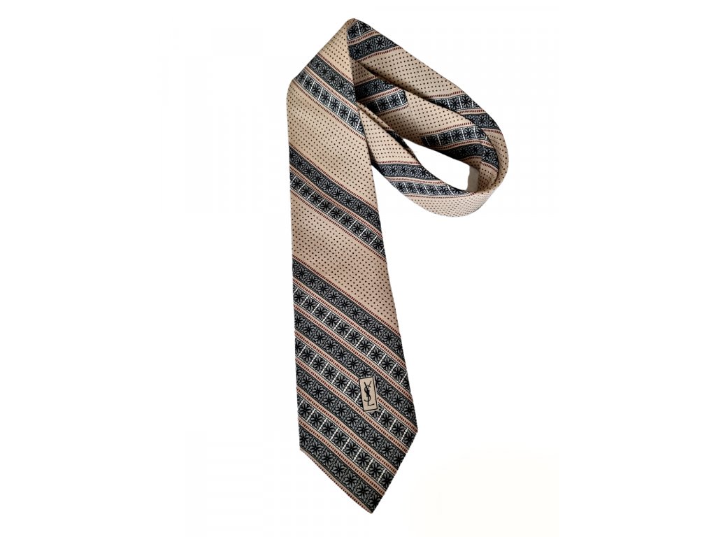 1. Retro móda vintage kravata Yves Saint Laurent Antik Kureš starožitnosti starožitná móda tie vintage YSL hedvábí
