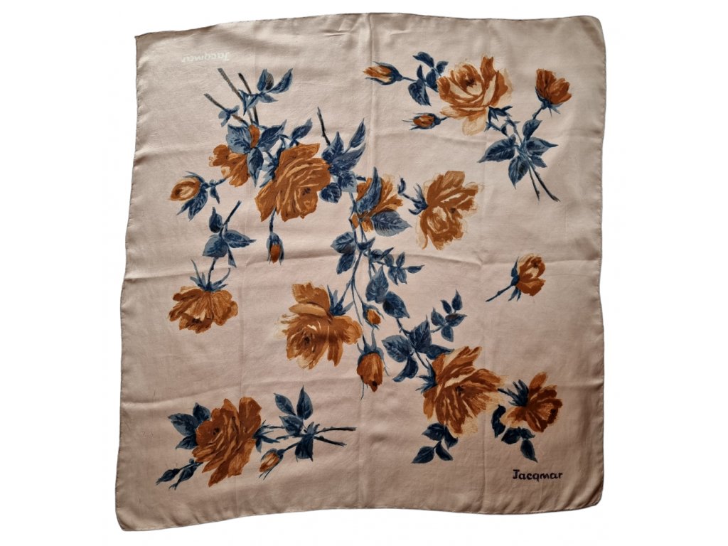 1. Starožitná móda retro móda starožitný šátek hedvábný šátek 50.léta vintage starožitnosti starožitné šperky Antik Kureš vintage scarf Jacqmar