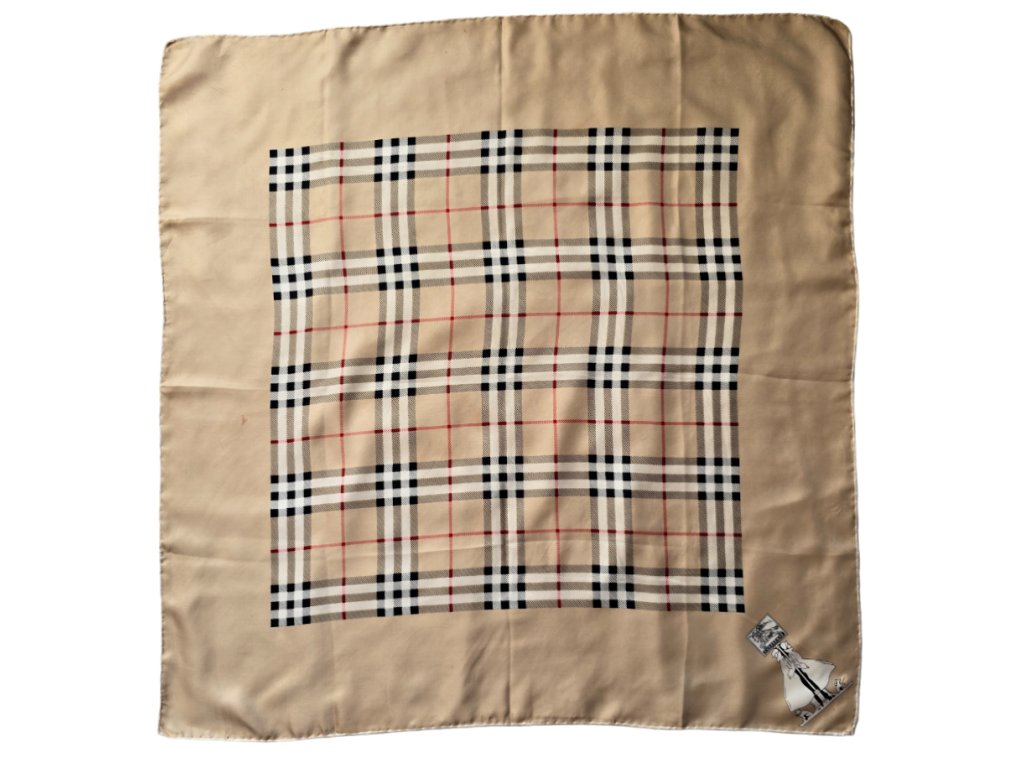1. Starožitný šátek Burberry vintage šátek starožitná móda retro móda starožitný šátek starožitnosti starožitné šperky Antik Kureš Burberry hedvábný béžový šátek