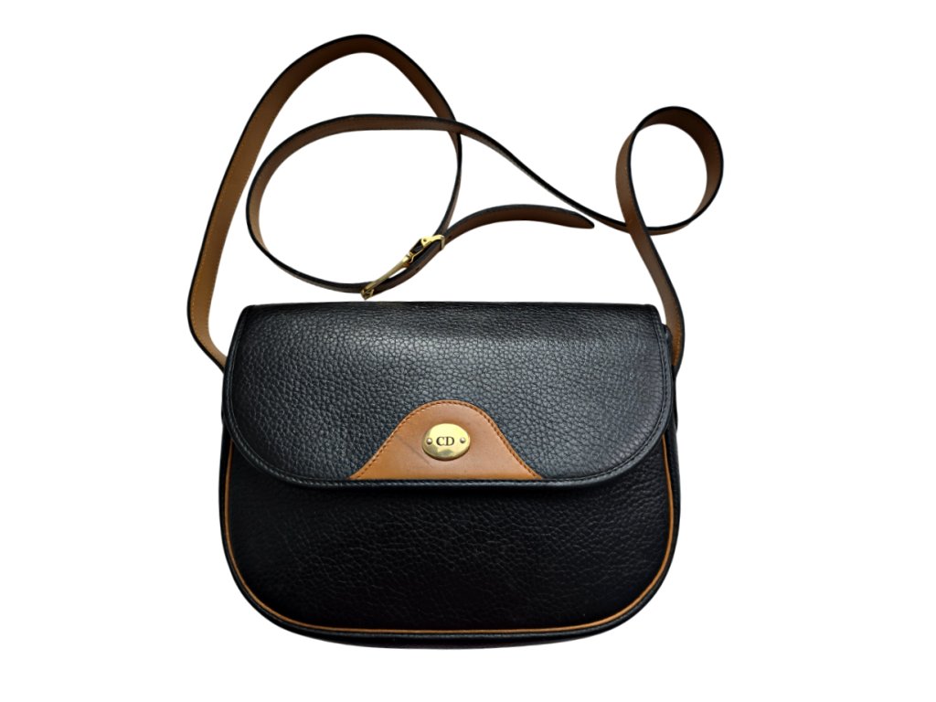 1 kozena luxusni znackova kabelka crossbody pres rameno cerna hneda christian dior luxusni kabelky znackove kabelky vintage retro z druhe ruky antik kures pouzite