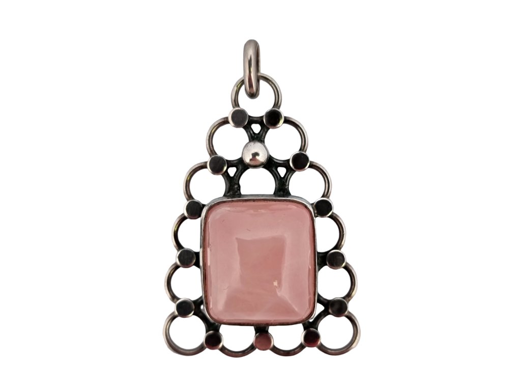 Designový přívěsek růženín vintage rose quartz Antik Kureš starožitné šperky I.