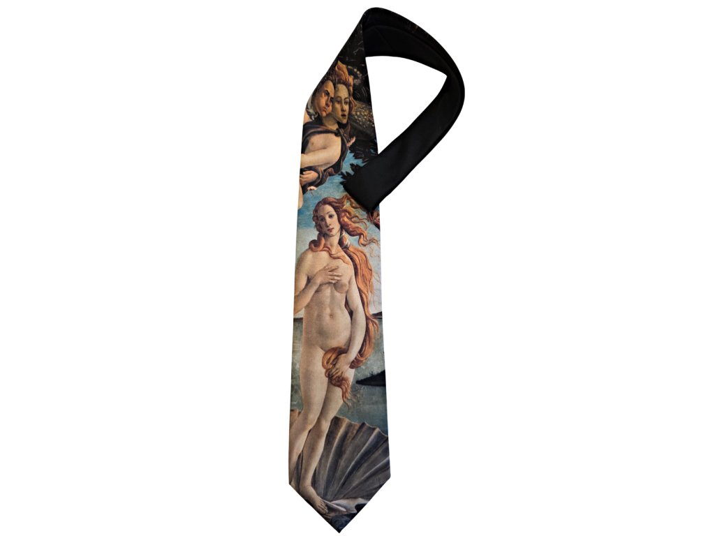 1 luxusni znackova retro vintage kravata ralph marlin sandro boticelli zrozeni venuse starozitnosti antik kures darek pro muze starozitne doplnky malovane kravaty