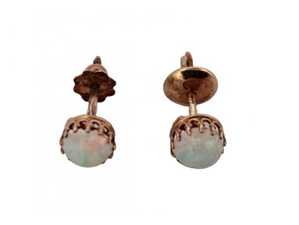 1. Zlaté pecičky s přírodními opály Antik Kureš starožitné šperky vintage jewellery opál