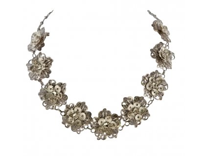 1. Náhrdelník stříbrný filigrán růže růžový náhrdelník Antik Kureš starožitné šperky antique jewellery antique jewellery antiques
