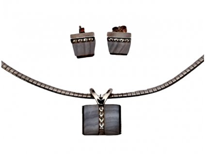 1. Stříbrný set Yvette Ries chalcedon Antik Kureš starožitné šperky antique jewellery antiques
