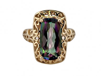 1. Zlatý prsten s mystickým topazem starožitné šperky starožitný prsten zlatý prsten starožitnosti Antik Kureš jewellery antique ring mystický topaz