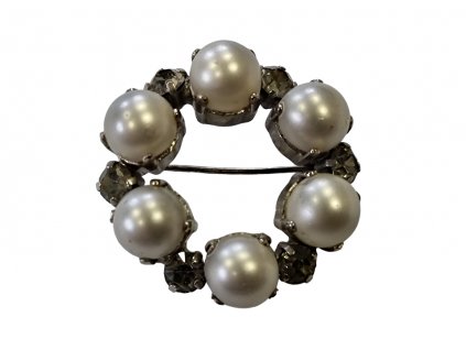 1. Starožitná brož s perličkami starožiné šperky Antik Kureš starožitnosti starožitná bižuterie antique vintage brooche pearl